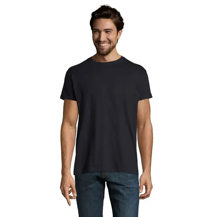 Tricou imperial men 190g negru cu decolteu rotund din bumbac simplu partea din spate