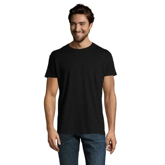 Tricou imperial men 190g bărbați negru mâneci scurte gât rotund 100% bumbac pentru uz casual