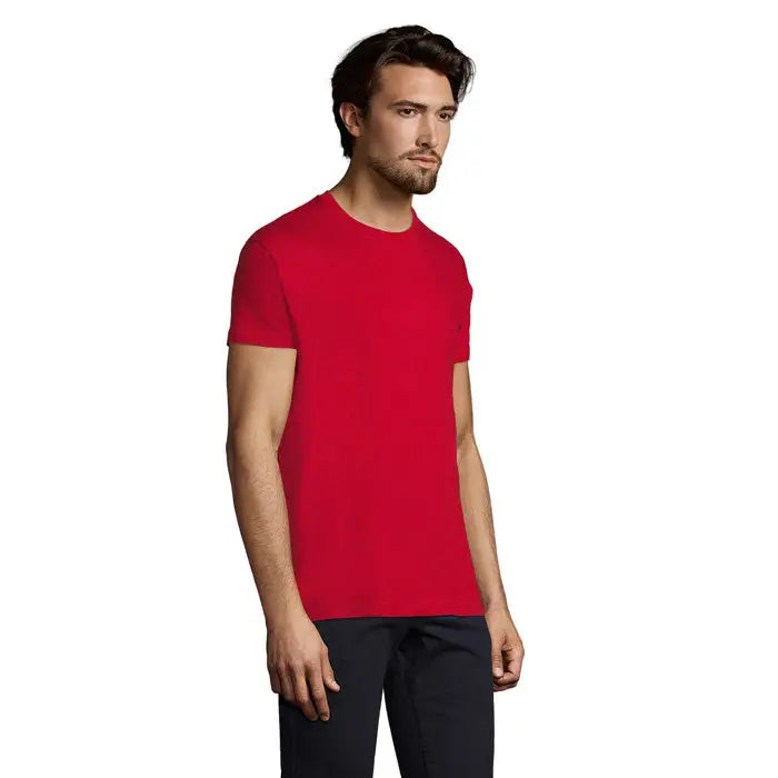 Tricou imperial men 190g roșu cu gât rotund din bumbac moale pentru bărbați