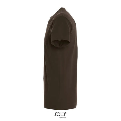 Tricou imperial men 190g maro închis cu mânecă scurtă simplă și guler rotund din material obișnuit