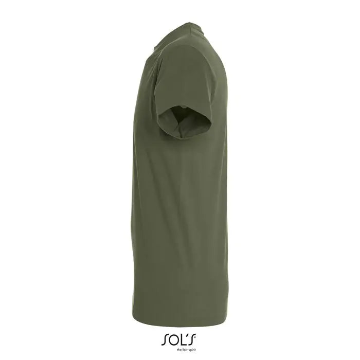 Tricou imperial men 190g olive verde cu maneci scurte si guler rotund clasic din material usor texturat