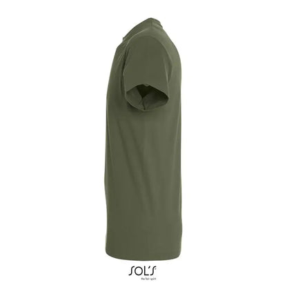Tricou imperial men 190g olive verde cu maneci scurte si guler rotund clasic din material usor texturat