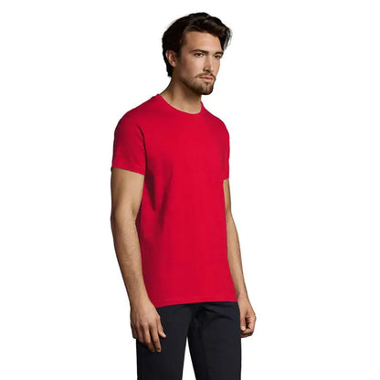 Tricou imperial men 190g roșu vibrant cu mâneci scurte și guler rotund din bumbac moale