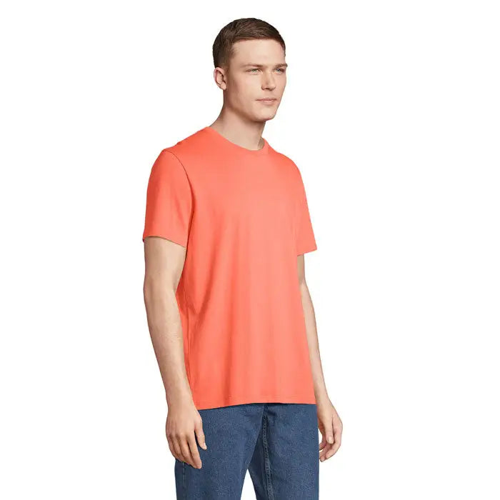 Tricou legend organic 175g bărbați coral cu mâneci scurte și guler rotund din bumbac moale