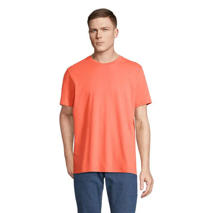 Tricou legend organic coral pentru bărbați cu mâneci scurte și guler rotund din bumbac moale 175g