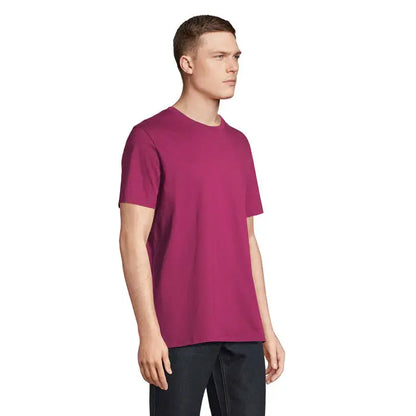 Tricou legend organic 175g pentru bărbați în culoare magenta cu guler rotund din material organic neted și uniform