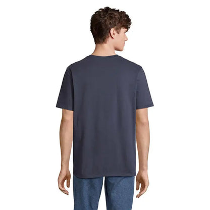 Tricou legend organic 175g bumbac albastru inchis cu decolteu rotund simplu si maneci scurte