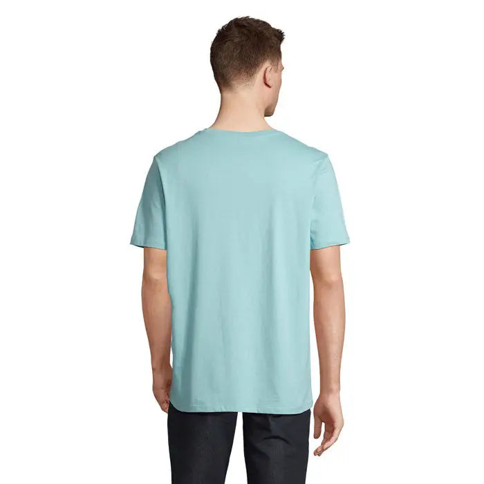 Tricou legend organic 175g albastru deschis din bumbac cu mâneci scurte și decolteu rotund simplu