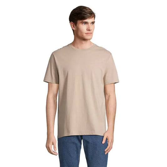 Tricou legend organic 175g bej din bumbac cu guler rotund pentru uz casual