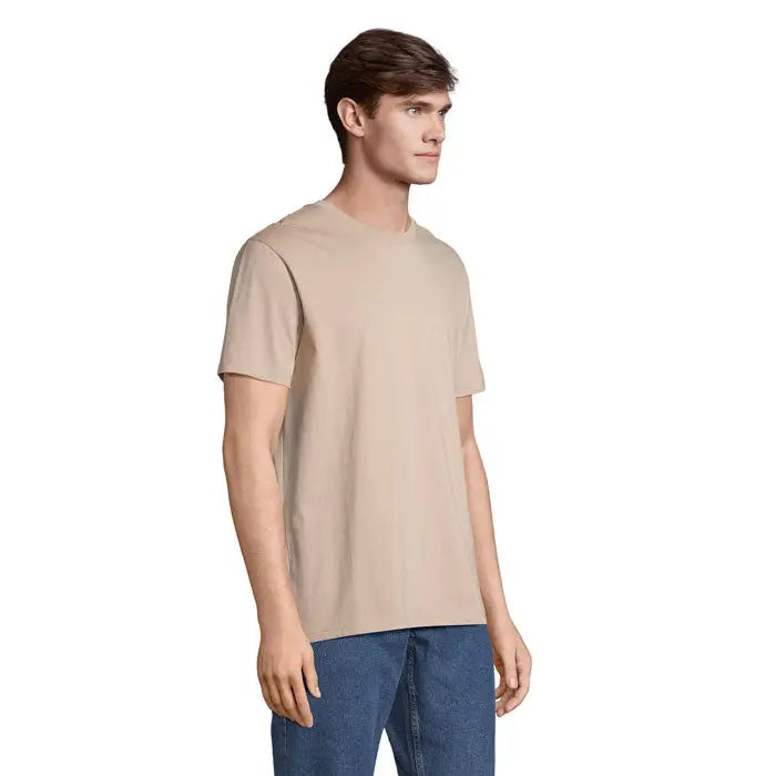 Tricou legend organic 175g bej din bumbac cu guler rotund potrivit pentru utilizare zilnica