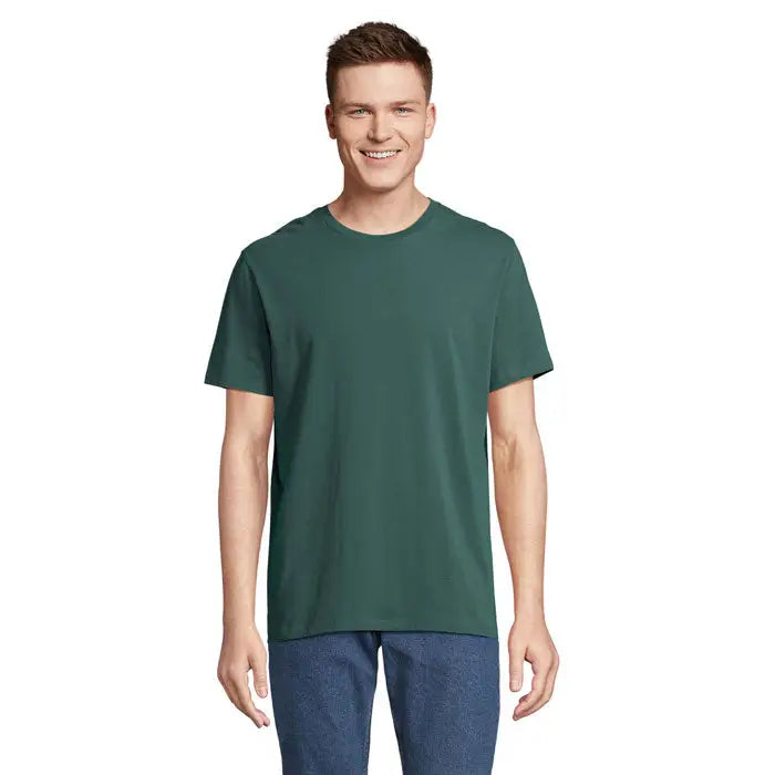 Tricou legend organic 175g verde închis din bumbac simplu cu decolteu rotund clasic și mâneci scurte