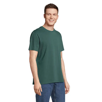 Tricou legend organic 175g verde închis din bumbac simplu cu guler rotund clasic și mâneci scurte