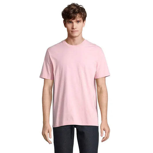 Tricou legend organic 175g roz deschis din bumbac neted cu guler rotund minimalist