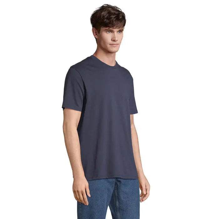 Tricou legend organic 175g albastru bleumarin din bumbac organic cu croiala cu gat rotund