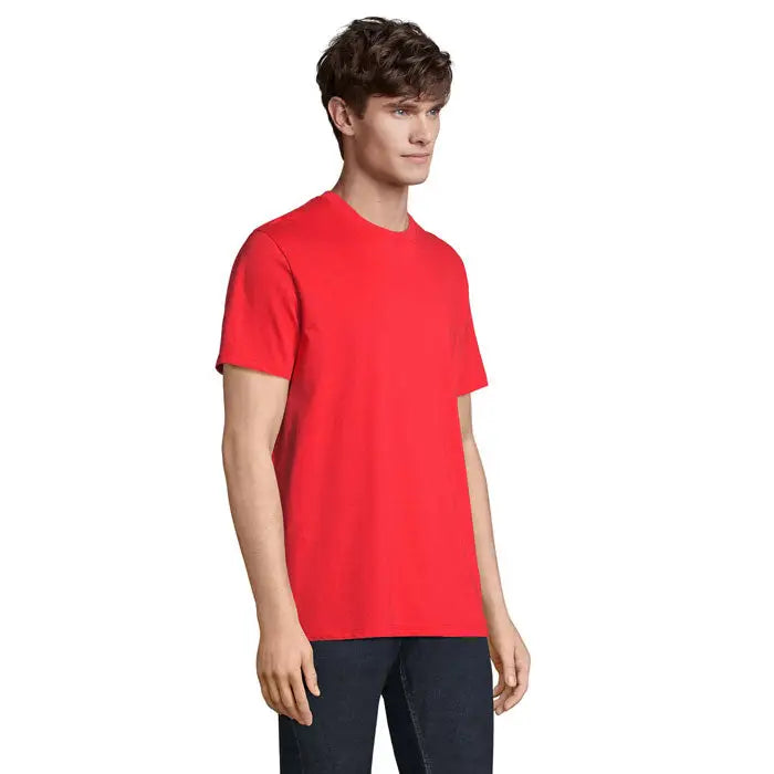 Tricou legend organic 175g roșu vibrant cu mânecă scurtă din bumbac moale și guler rotund