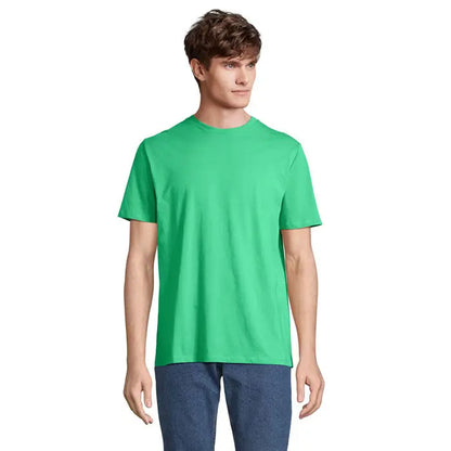 Tricou legend organic 175g verde aprins cu mânecă scurtă și guler rotund din bumbac moale
