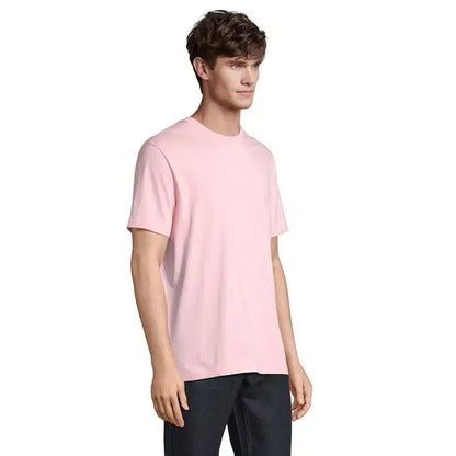 Tricou legend organic 175g roz pal cu mâneci scurte și guler rotund din bumbac moale neted