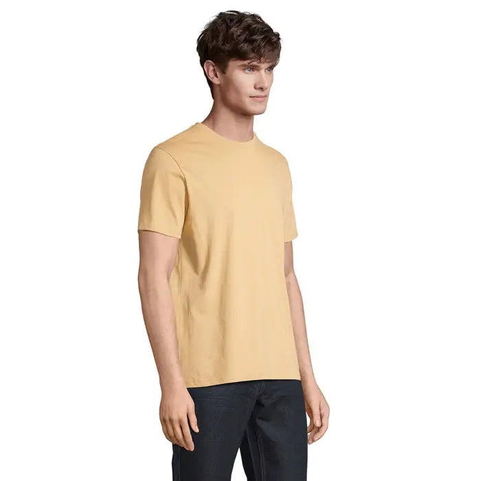 Tricou legend organic 175g cu mânecă scurtă, galben muștar, din bumbac fin și moale