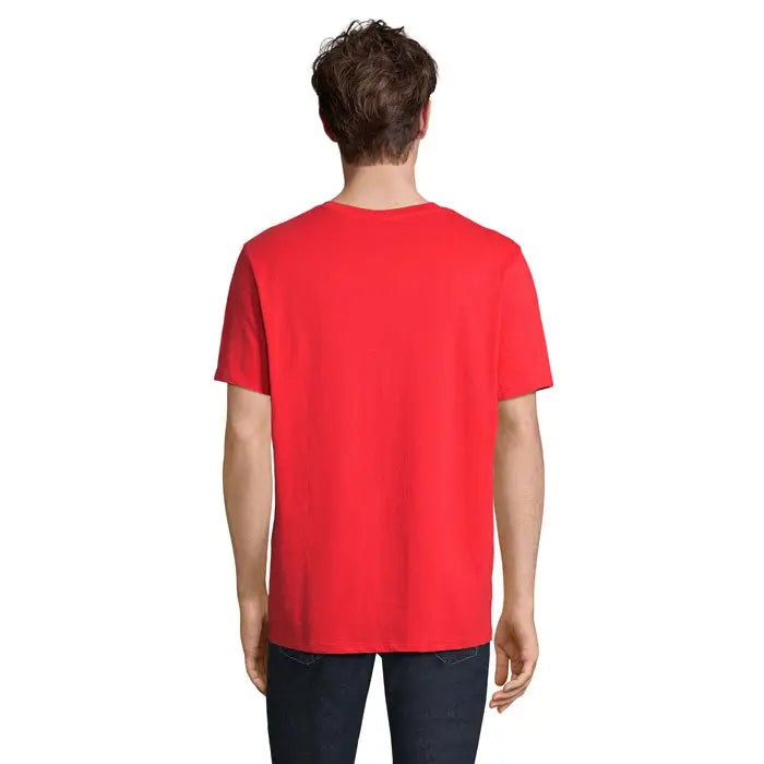 Tricou legend organic 175g rosu din bumbac cu gat rotund clasic si maneci scurte