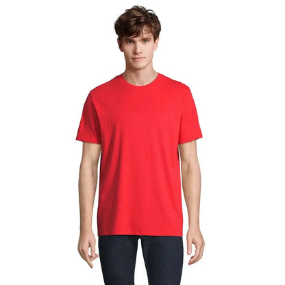 Tricou legend organic 175g roșu cu guler rotund din bumbac moale pentru uz confortabil