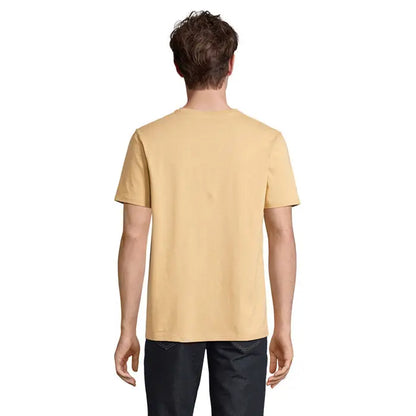 Tricou legend organic 175g din bumbac galben muștar cu mânecă scurtă și guler rotund simplu