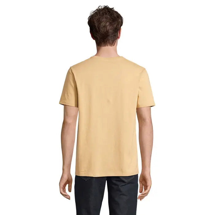 Tricou legend organic 175g simplu, bumbac, galben muștar, cu decolteu rotund și mâneci scurte