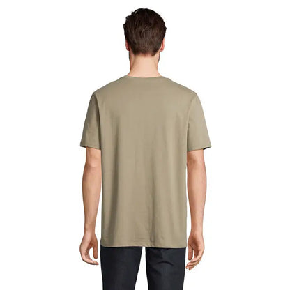 Tricou legend organic 175g din bumbac olive green cu decolteu simplu si maneci scurte