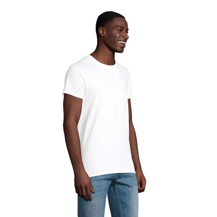 Tricou pioneer men 175g alb din bumbac cu decolteu rotund simplu pentru barbati
