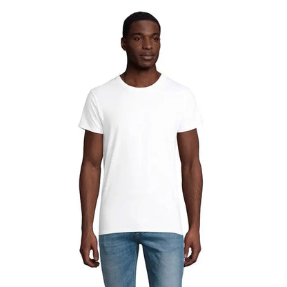 Tricou pionier men alb din bumbac 175g cu decolteu rotund clasic pentru barbati