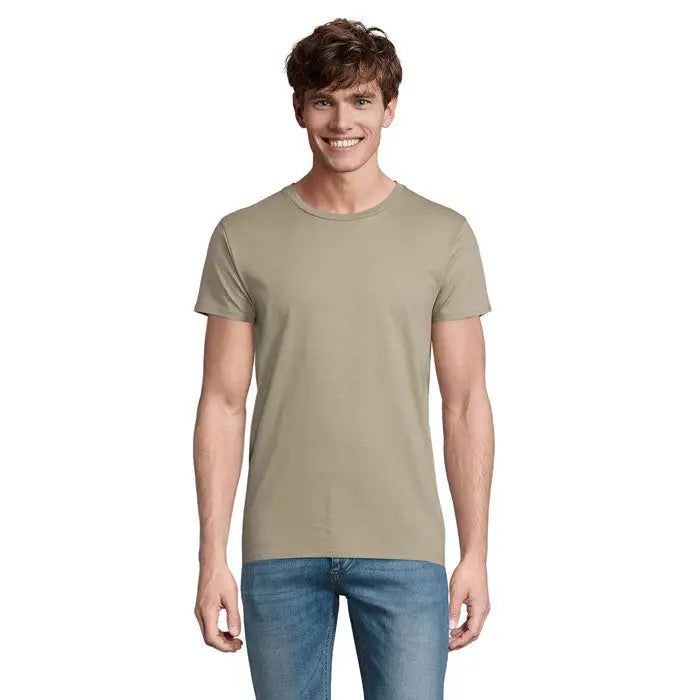 Tricou pioneer men 175g bărbați olive verde din bumbac cu guler rotund pentru uz casual