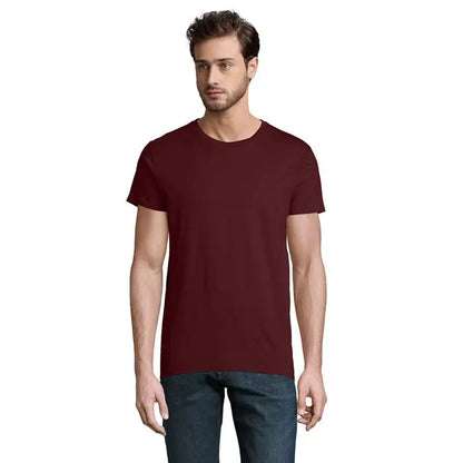 Tricou pionier men 175g bărbați, bordo, bumbac, croială simplă cu gât rotund și mâneci scurte
