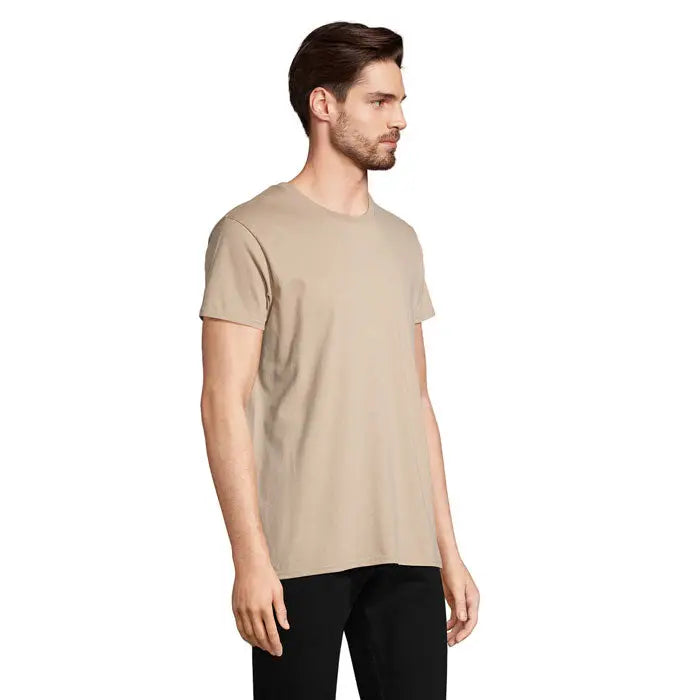 Tricou pionier men 175g bej din bumbac cu guler rotund pentru barbati