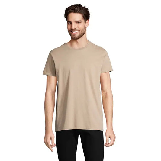 Tricou pionier men 175g bej din bumbac cu decolteu rotund pentru barbati