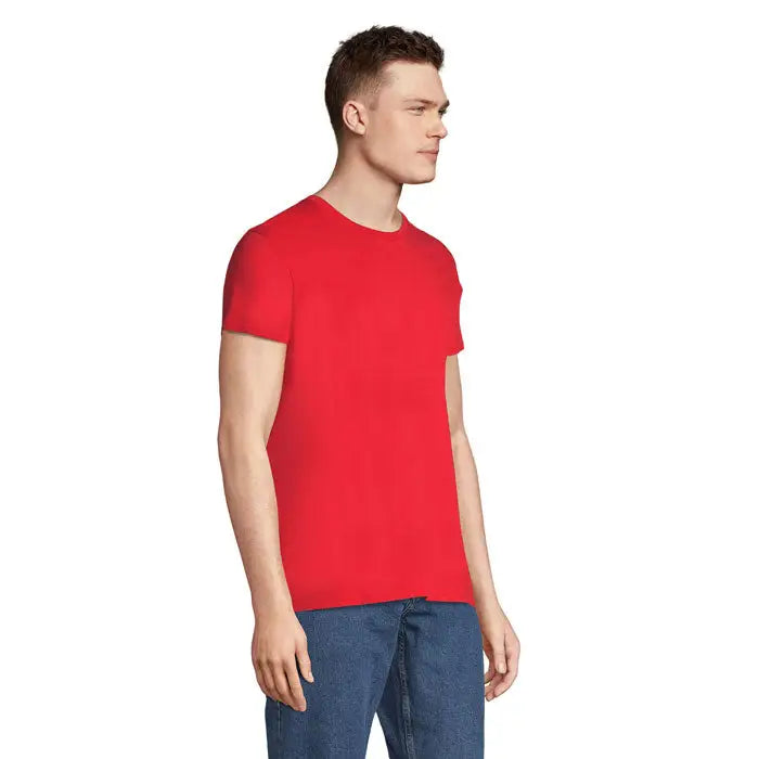 Tricou pioneer men 175g rosu vibrant din bumbac simplu cu gat rotund si maneci scurte