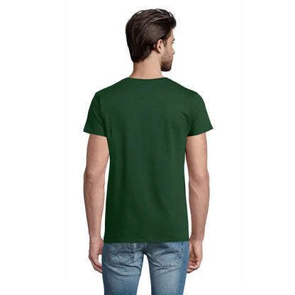 Tricou pioneer men 175g bumbac verde închis cu guler rotund clasic și mâneci scurte