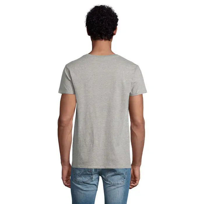 Tricou pionier men 175g de bărbați gri melanj cu mâneci scurte și guler rotund din material de calitate
