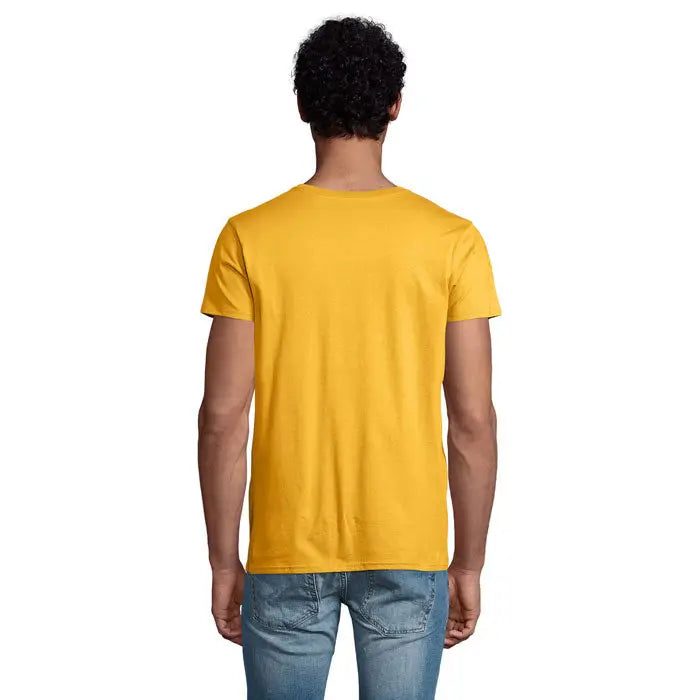Tricou pioneer men 175g galben vibrant cu mâneci scurte și guler rotund din bumbac de calitate