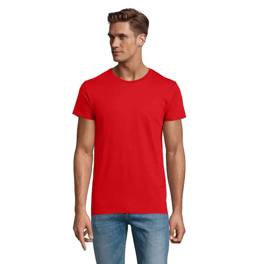 Tricou pioneer men 175g rosu vibrant cu maneci scurte si gat rotund din bumbac moale