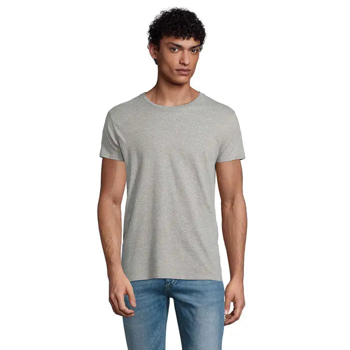 Tricou pioneer men 175g heather gri cu mâneci scurte și croială rotundă din bumbac moale