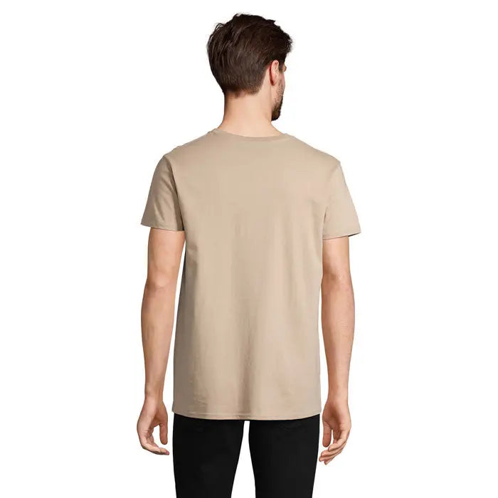 Tricou pionier men 175g bej cu mâneci scurte și guler rotund din material 175g pentru bărbați