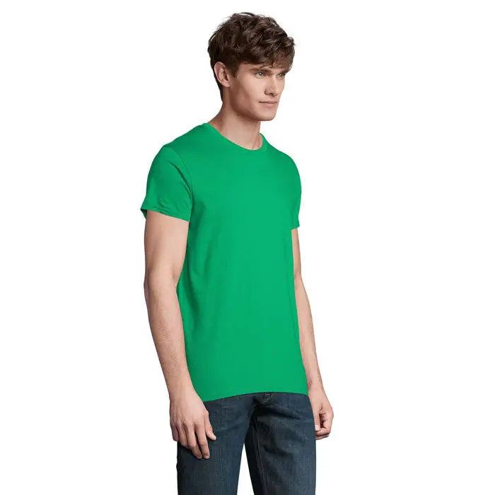 Tricou Pioneer Men 175g verde vibrant cu mâneci scurte, guler rotund, din bumbac moale