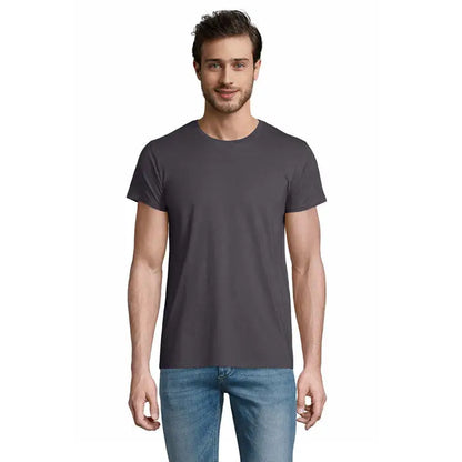 Tricou pioneer men 175g gri închis cu mâneci scurte și guler rotund din bumbac moale