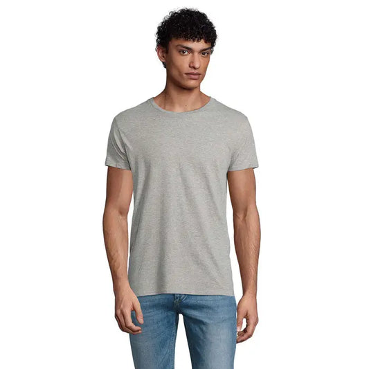Tricou pioneer men 175g heather gri cu mâneci scurte din bumbac moale și guler rotund