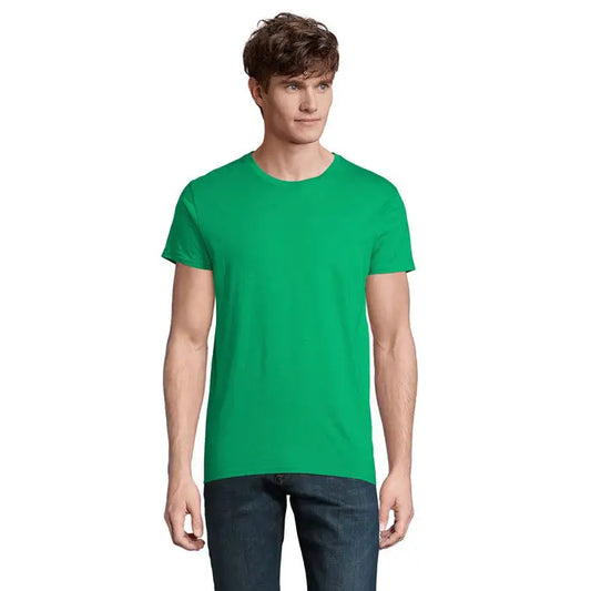 Tricou pioneer men 175g verde vibrant cu mâneci scurte din bumbac moale cu decolteu rotund