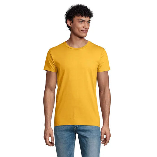Tricou pioneer men 175g galben vibrant cu maneci scurte si decolteu rotund din bumbac moale