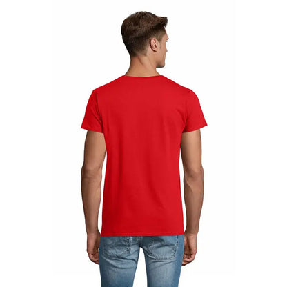 Tricou pionier men 175g bărbați vibrant roșu din bumbac moale cu mânecă scurtă și guler rotund