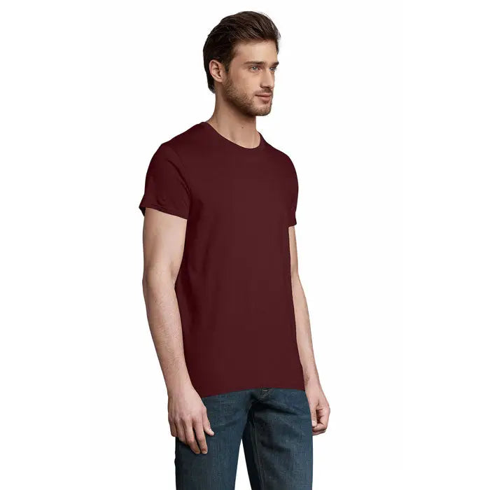 Tricou pioneer men 175g maro cu guler rotund si maneci scurte din bumbac fin amestecat