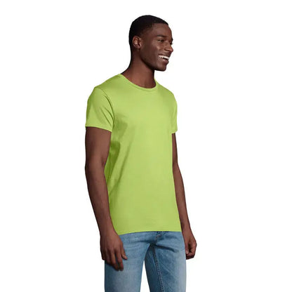 Tricou pioneer men 175g verde lime vibrant din bumbac moale cu decolteu rotund