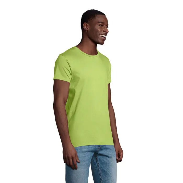 Tricou pioneer men 175g vibrant lime green din bumbac moale cu decolteu rotund