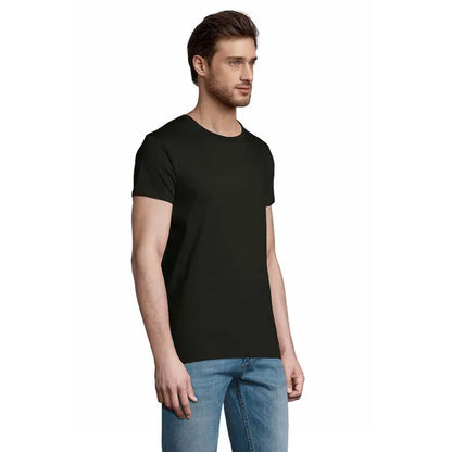 Tricou PIONEER MEN 175g negru din bumbac cu gât rotund, ideal pentru bărbați